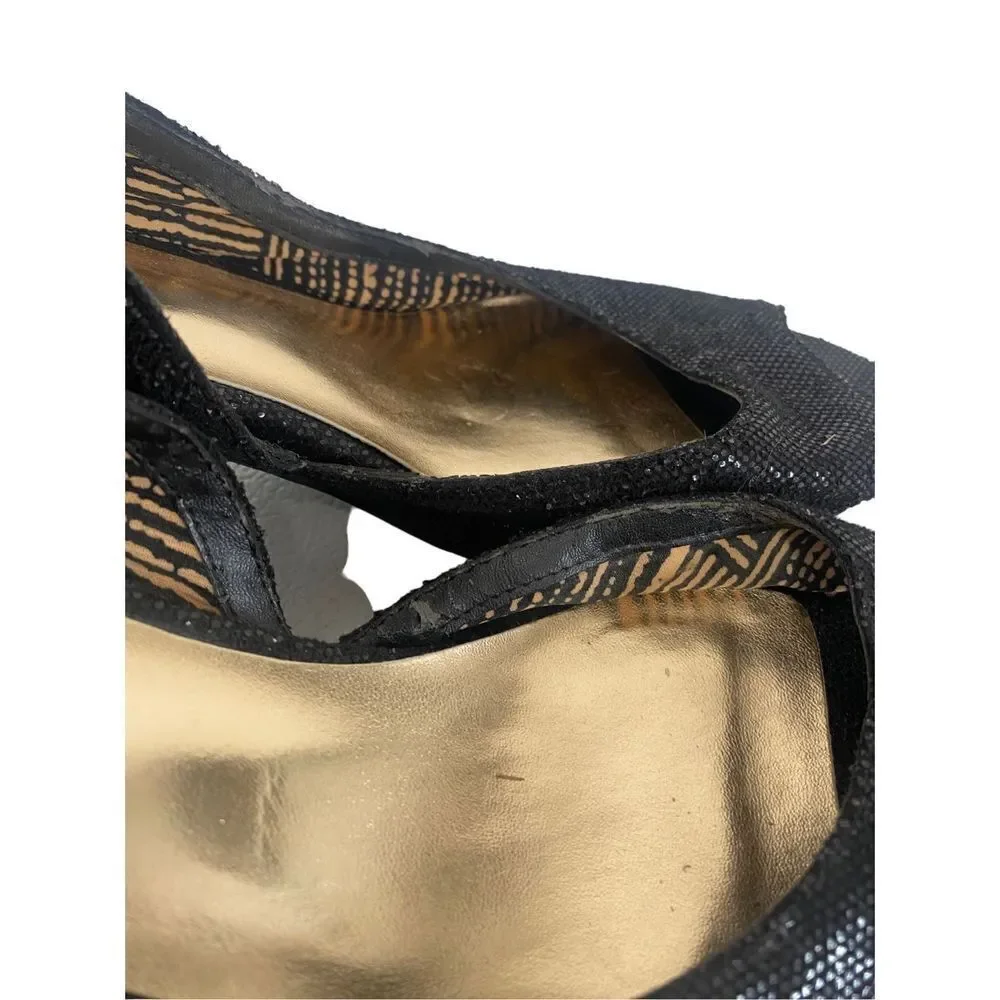 Seychelle’s Glitter Black Peep Toe Heels